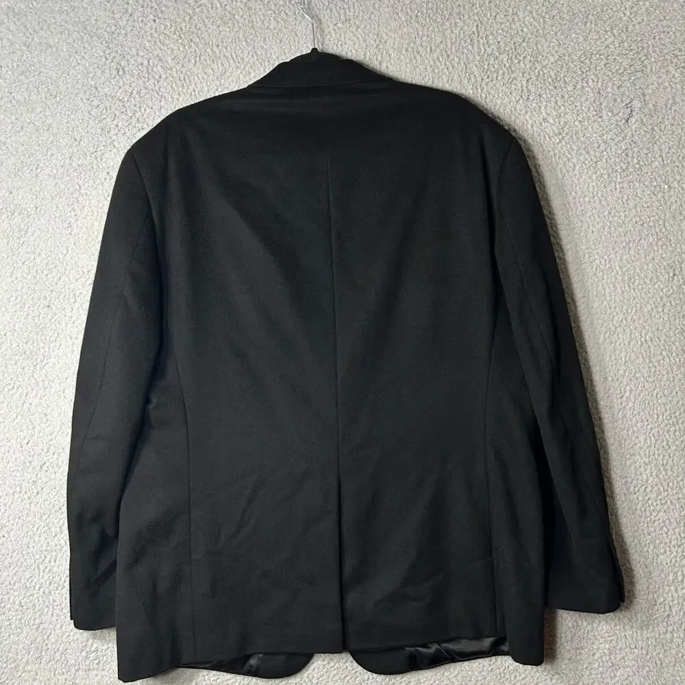 W.H.‎ Belk Blazer Mens 46 Black 100% Cashmere Single Breasted Notch Lapel Blazer